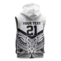 New Zealand Football Custom Sleeveless Hoodie All White Fern Go Champions - Polynesian Pride