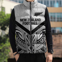 New Zealand Football Custom Sleeveless Puffer Jacket All White Fern Go Champions - Polynesian Pride