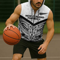New Zealand Football Custom Sleeveless Zip Hoodie All White Fern Go Champions - Polynesian Pride