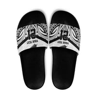 New Zealand Football Custom Slide Sandals All White Fern Go Champions LT9 White - Polynesian Pride
