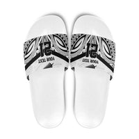 New Zealand Football Custom Slide Sandals All White Fern Go Champions LT9 White - Polynesian Pride