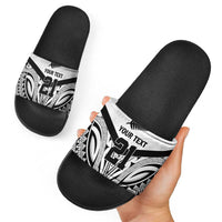 New Zealand Football Custom Slide Sandals All White Fern Go Champions LT9 - Polynesian Pride