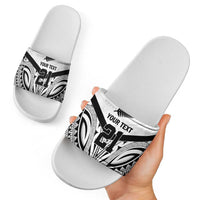 New Zealand Football Custom Slide Sandals All White Fern Go Champions LT9 - Polynesian Pride