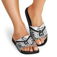 New Zealand Football Custom Slide Sandals All White Fern Go Champions LT9 - Polynesian Pride