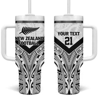 New Zealand Football Custom Tumbler With Handle All White Fern Go Champions