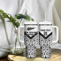 New Zealand Football Custom Tumbler With Handle All White Fern Go Champions