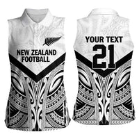 New Zealand Football Custom Women Sleeveless Polo Shirt All White Fern Go Champions LT9 - Polynesian Pride