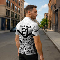 New Zealand Football Custom Zipper Polo Shirt All White Fern Go Champions - Polynesian Pride