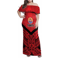 Tahiti Football Custom Family Matching Off Shoulder Maxi Dress and Hawaiian Shirt Toa Aito Go Champions