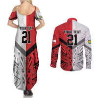 New Caledonia-Tahiti Football Custom Couples Matching Summer Maxi Dress and Long Sleeve Button Shirt Together Go Champions
