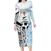 New Zealand-Fiji Football Custom Family Matching Long Sleeve Bodycon Dress and Hawaiian Shirt Together Go Champions