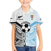 New Zealand-Fiji Football Custom Family Matching Off Shoulder Short Dress and Hawaiian Shirt Together Go Champions
