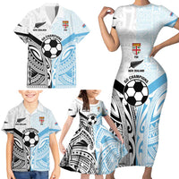 New Zealand-Fiji Football Custom Family Matching Short Sleeve Bodycon Dress and Hawaiian Shirt Together Go Champions