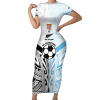 New Zealand-Fiji Football Custom Short Sleeve Bodycon Dress Together Go Champions