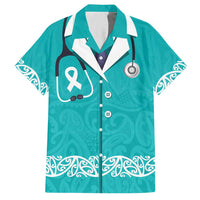 New Zealand Nurses Week Hawaiian Shirt Maori Kowhaiwhai Cyan Tribal