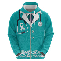 New Zealand Nurses Week Hoodie Maori Kowhaiwhai Cyan Tribal