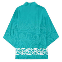 New Zealand Nurses Week Kimono Maori Kowhaiwhai Cyan Tribal