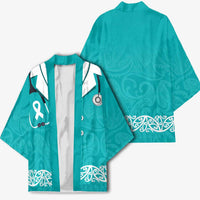 New Zealand Nurses Week Kimono Maori Kowhaiwhai Cyan Tribal