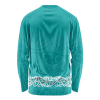 New Zealand Nurses Week Long Sleeve Shirt Maori Kowhaiwhai Cyan Tribal
