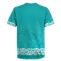 New Zealand Nurses Week Rugby Jersey Maori Kowhaiwhai Cyan Tribal