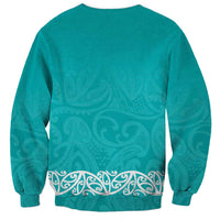 New Zealand Nurses Week Sweatshirt Maori Kowhaiwhai Cyan Tribal