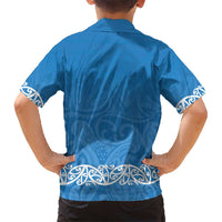 New Zealand Nurses Week Kid Hawaiian Shirt Maori Kowhaiwhai Blue Tribal