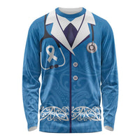 New Zealand Nurses Week Long Sleeve Shirt Maori Kowhaiwhai Blue Tribal
