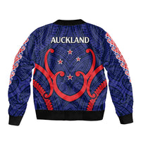 New Zealand Auckland Cricket Sleeve Zip Bomber Jacket Polynesian with Maori Koru LT9 - Polynesian Pride