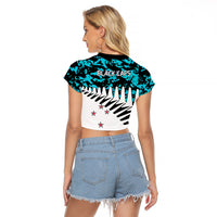 New Zealand Cricket Raglan Cropped T Shirt Black Cap Sporty Style No2 LT9 - Polynesian Pride