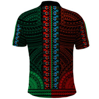 African Dashiki Polo Shirt With Polynesian Pattern Half Green and Red LT9 - Polynesian Pride