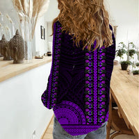 African Dashiki Women Casual Shirt With Polynesian Pattern - Purple LT9 - Polynesian Pride