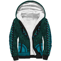 African Dashiki Sherpa Hoodie With Tapa Pattern - Teal LT9 Unisex Teal - Polynesian Pride