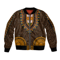 African Dashiki Sleeve Zip Bomber Jacket With Tapa Pattern - Gold LT9 Unisex Gold - Polynesian Pride