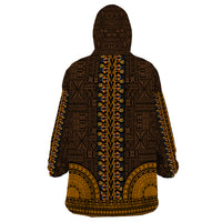 African Dashiki Wearable Blanket Hoodie With Tapa Pattern - Gold LT9 - Polynesian Pride