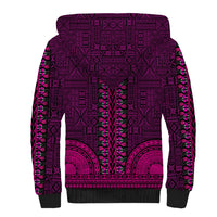 African Dashiki Sherpa Hoodie With Tapa Pattern - Pink LT9 - Polynesian Pride