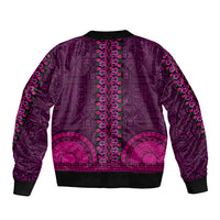 African Dashiki Sleeve Zip Bomber Jacket With Tapa Pattern - Pink LT9 - Polynesian Pride