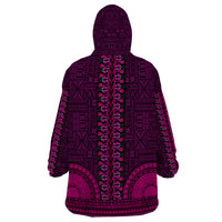 African Dashiki Wearable Blanket Hoodie With Tapa Pattern - Pink LT9 - Polynesian Pride