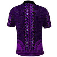 African Dashiki Polo Shirt With Tapa Pattern Purple LT9 - Polynesian Pride