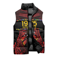 Independen Stet bilong Papua Niugini 1975 Sleeveless Puffer Jacket Red Tribal Papua New Guinea Province Flag LT9 - Polynesian Pride