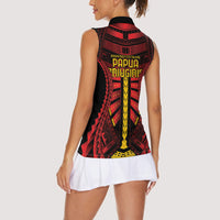 Independen Stet bilong Papua Niugini 1975 Women Sleeveless Polo Shirt Red Tribal Papua New Guinea Province Flag LT9 - Polynesian Pride