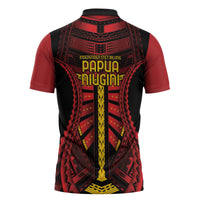 Independen Stet bilong Papua Niugini 1975 Zipper Polo Shirt Red Tribal Papua New Guinea Province Flag LT9 - Polynesian Pride