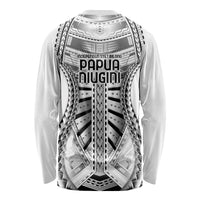 Independen Stet bilong Papua Niugini 1975 Long Sleeve Shirt White Tribal Papua New Guinea Province Flag LT9 - Polynesian Pride