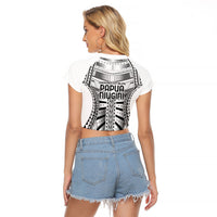 Independen Stet bilong Papua Niugini 1975 Raglan Cropped T Shirt White Tribal Papua New Guinea Province Flag LT9 - Polynesian Pride