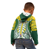 Cook Islands 1965 National Pride Kid Hoodie Green Yellow Tribal Pattern LT9 - Polynesian Pride