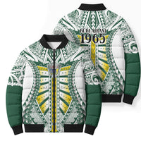 Cook Islands 1965 National Pride Bomber Puffer Jacket White Tribal Pattern LT9 - Polynesian Pride