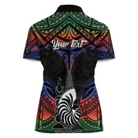 Personalised New Caledonia All Saints Day Women Polo Shirt Candle Light with Polynesian Style