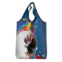 Personalized Filipino-American Grocery Bag The Eight-Rayed Sun with Bald Eagle