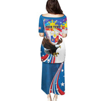 Personalized Filipino-American Puletasi The Eight-Rayed Sun with Bald Eagle