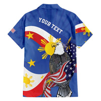 Personalized Filipino-American Family Matching Off Shoulder Short Dress and Hawaiian Shirt Philippines Coat Of Arms with Bald Eagle