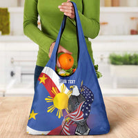 Personalized Filipino-American Grocery Bag Philippines Coat Of Arms with Bald Eagle